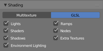 Shading mode options.
